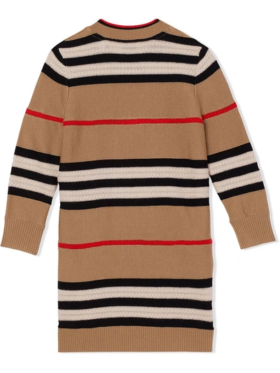 Shop Burberry Icon Stripe Jumper Dress In Archive Beige
