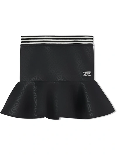 Shop Burberry Logo Appliqué Jersey Skirt In Black Ip Pattern