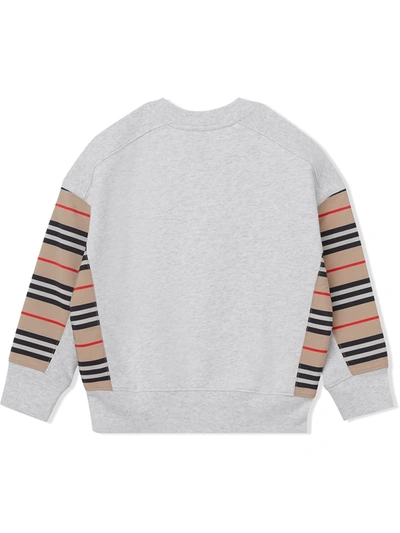 Shop Burberry Icon Stripe Print Sweatshirt In White Melange