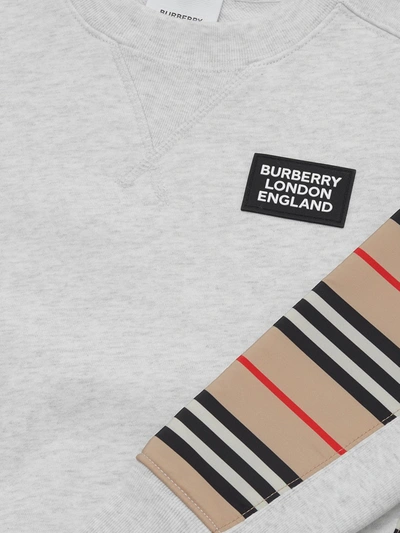 Shop Burberry Icon Stripe Print Sweatshirt In White Melange