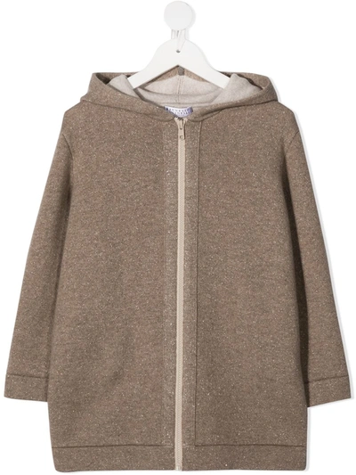 Shop Brunello Cucinelli Long-length Zip-up Hoodie In Brown