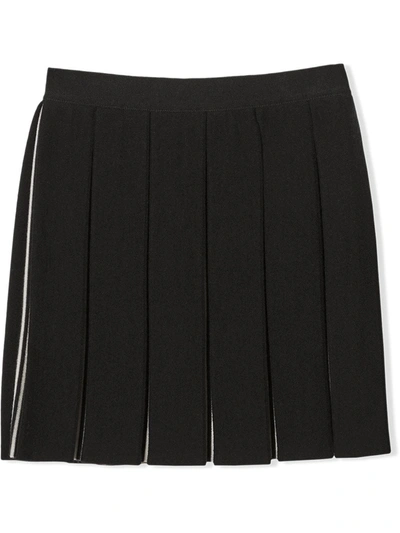 Shop Burberry Icon Stripe Detail Pleated Skirt In Black