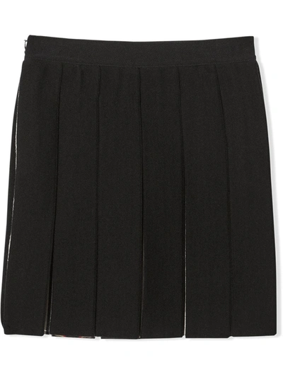 Shop Burberry Icon Stripe Detail Pleated Skirt In Black