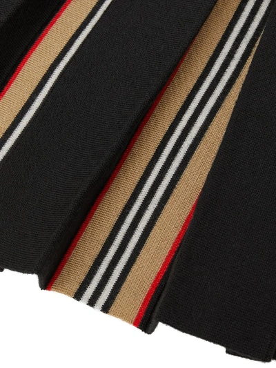 Shop Burberry Icon Stripe Detail Pleated Skirt In Black