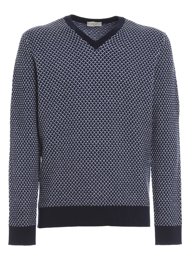 Shop Altea Jacquard Virgin Wool Jumper In Blue