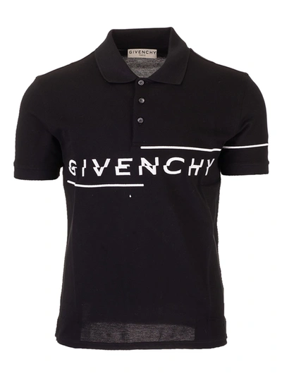 Shop Givenchy Split Embroidery Polo In Black