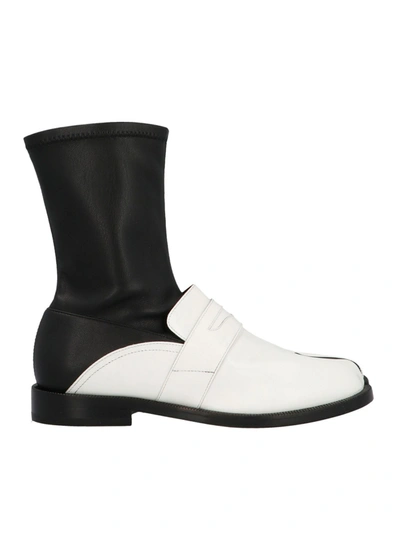 Shop Maison Margiela Tabi Ankle Boots In Black And White