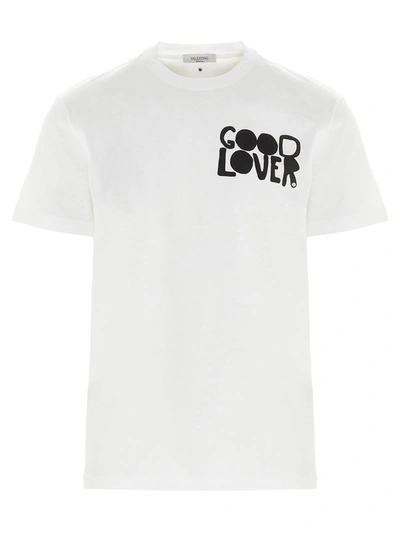 Shop Valentino Good Lover Print T-shirt In White