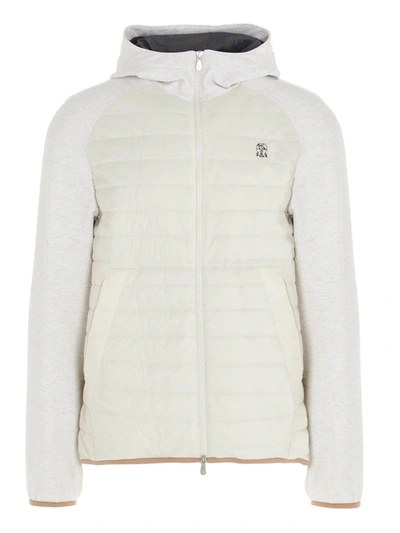 Shop Brunello Cucinelli Hooded And Zipped Jacket In Off-white Color