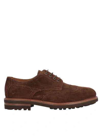 Shop Brunello Cucinelli Longwing Brogue Lace-up In Brown
