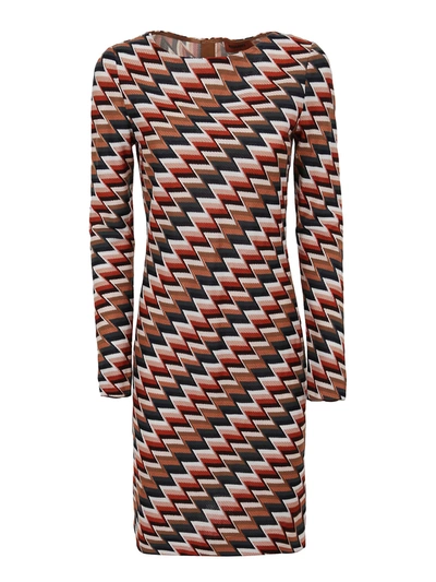 Shop Missoni Chevron Patterned Dress In Multicolour