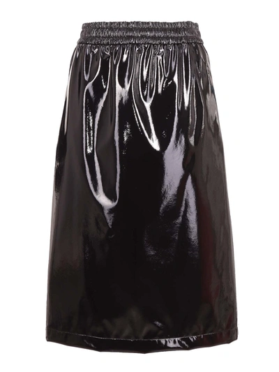 Shop Moncler Faux Leather Skirt In Black