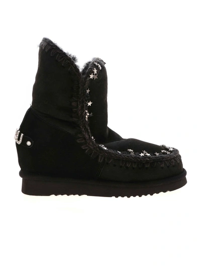 Shop Mou Inner Wedge Small Metal Stars Ankle Boots In In Black