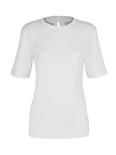 Shop Brunello Cucinelli Jewel Detail T-shirt In White