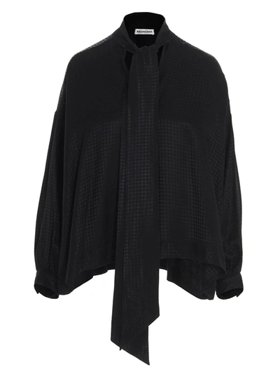 Shop Balenciaga Bow Blouse In Black