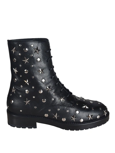 Shop Red Valentino Combat Boots With Star Studs In Black