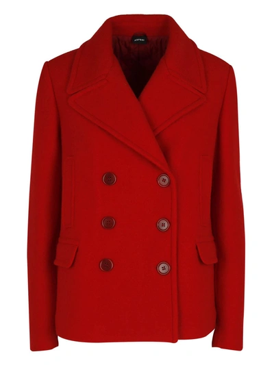 Shop Aspesi Wool Double-breasted Jacket In Red