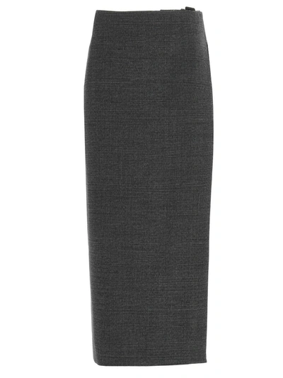 Shop Balenciaga Prince Of  Wales Check Skirt In Grey