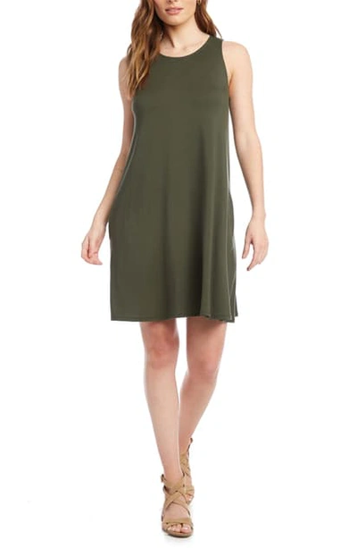 Shop Karen Kane Chloe Sleeveless Stretch Jersey Swing Dress In Olive