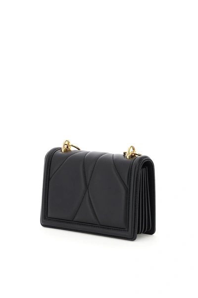 Shop Dolce & Gabbana Devotion Quilted Nappa Mini Bag Double Shoulder Strap In Nero