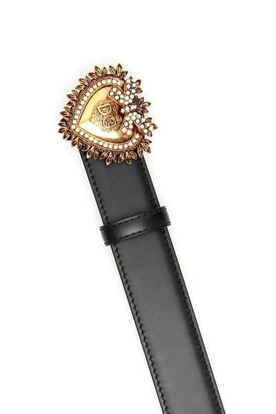 Shop Dolce & Gabbana Devotion Leather Belt In Nero
