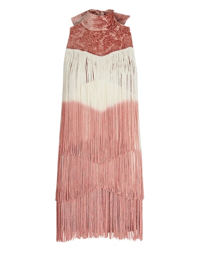 Shop Alexis Mayla Fringed Velvet Mini Dress In Blush