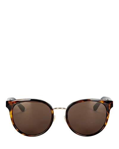 Shop Gucci Round Sylvie Web Sunglasses In Brown