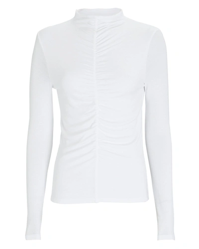 Shop Veronica Beard Theresa Ruched Turtleneck Top In White