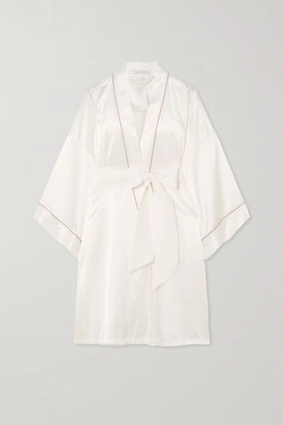 Shop Olivia Von Halle Mimi Silk-satin Robe In Ivory