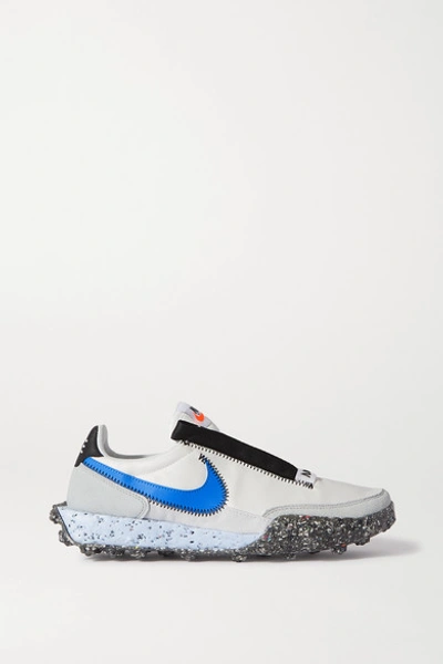 Shop Nike Waffle Racer Crater Leather And Suede-trimmed Shell Sneakers In White