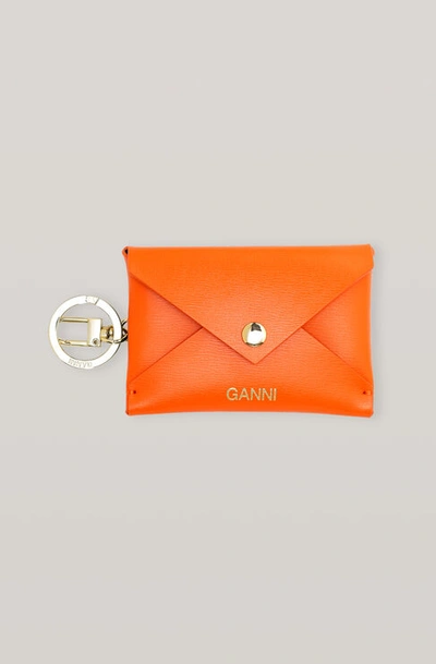 Shop Ganni Leather Enveloppe Key Chain In Dragon Fire