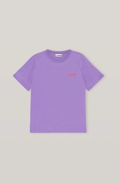 Shop Ganni Thin Software Jersey T-shirt In Deep Lavender