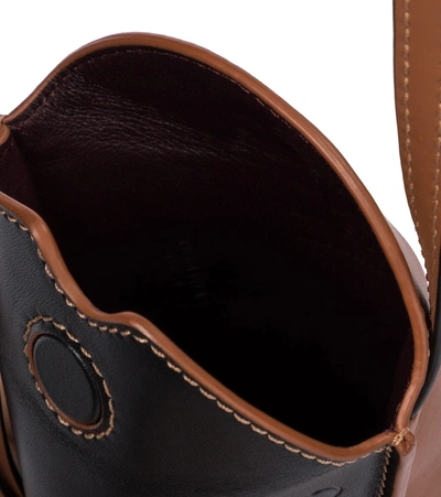 Shop Loewe Gate Pocket Leather Shoulder Bag In Brown