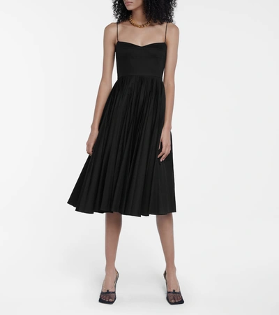 Shop Khaite Pamela Cotton Midi Dress In Black