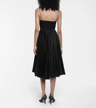 Shop Khaite Pamela Cotton Midi Dress In Black