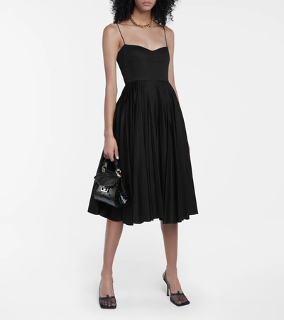 Shop Khaite Pamela Cotton Midi Dress In Black