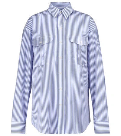 Shop Wardrobe.nyc Wardrobe. Nyc Pinstriped Cotton Shirt In Blue