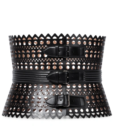 Shop Alaïa Vienne Leather Corset Belt In Black