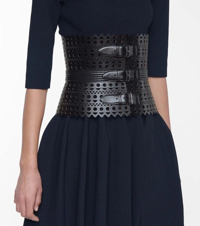 Shop Alaïa Vienne Leather Corset Belt In Black