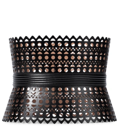 Shop Alaïa Vienne Leather Corset Belt In Black