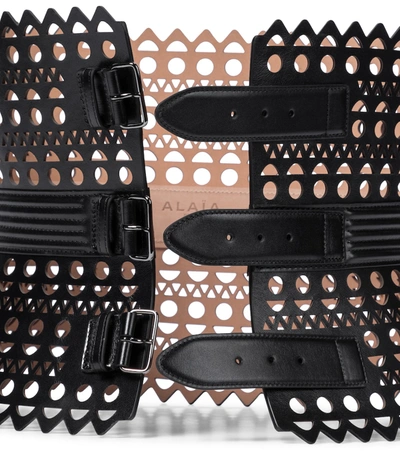 Alaïa Vienne Leather Corset Belt In Black