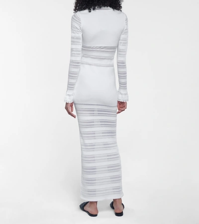 Shop Alaïa Jersey And Lace Paneled Maxi Dress In Blanc