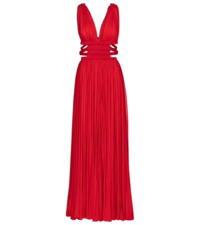 Shop Alaïa Edition 2004 Pleated Jersey Gown In Red