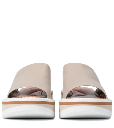 Shop Clergerie Fast Leather Platform Slides In Beige