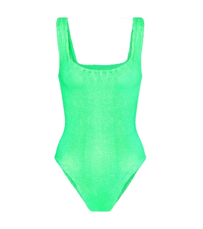 Shop Hunza G Square-neck Swimsuit In Green