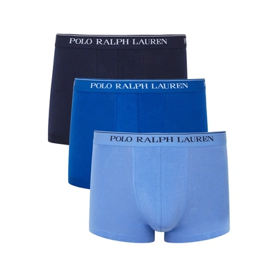 Shop Polo Ralph Lauren Blue Stretch-cotton Boxer Trunks - Set Of Three