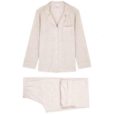 Shop Eberjey Bobby Taupe Brushed Jersey Pyjama Set In Light Grey
