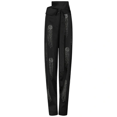 Shop Stella Mccartney Londyn Crystal-embellished Stretch-satin Trousers In Black