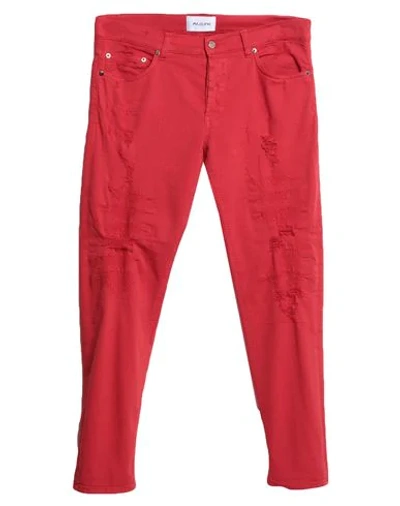 Shop Aglini Man Jeans Red Size 34 Cotton, Elastane