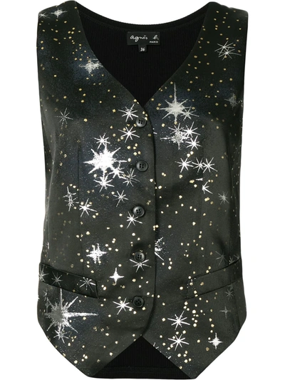 Shop Agnès B. Star-print Waistcoat In Black